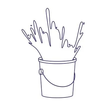 Paint bucket with red paint explosion, flat design Stock Illustration