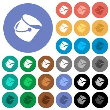 Paint bucket round flat multi colored icons Stock-Illustration