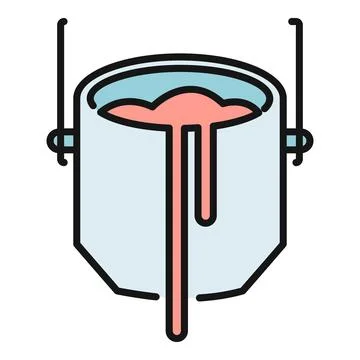Paint bucket spilling red liquid dripping design Illustrazione stock