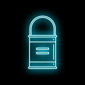 Paint bucket tool icon glowing blue neon light Stock Illustration