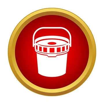 Paint bucket tool icon on red circle button Stock Illustration