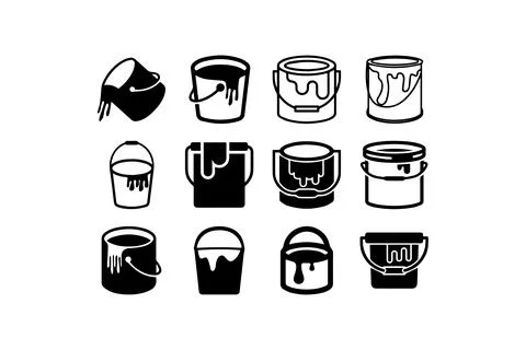 Paint bucket vector icon set collection. Vector illustration design. Stock Illustration