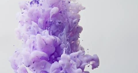 The paint bursts into the water with force, large bright drops float up Stock Footage 158431408
