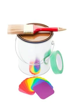 Paint can and brush Stock Photos