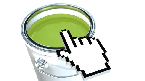 Paint Can and Hand Cursor Changing Colors Video stock 40712419