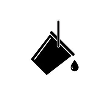 Paint Can and Ink Drop, Bucket Pouring Out Solid Flat Vector Icon Isolated on Ilustração Stock