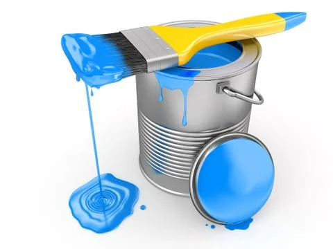 Paint can and paintbrush. 3d Stockillustratie