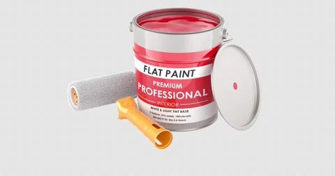 Paint can and roller brush, rotation animation, seamlessly loopable. 3D ren.. Video stock 291337340