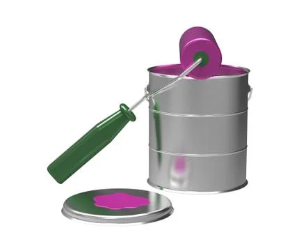Paint can and roller Stock Illustration