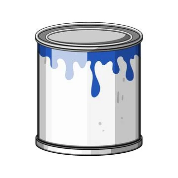 Paint can with blue color dripping down Stock Illustration