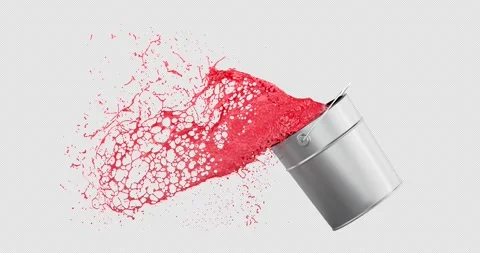 Paint can with red paint splashing out rotation animation seamlessly loopab.. Stock Footage 337797486