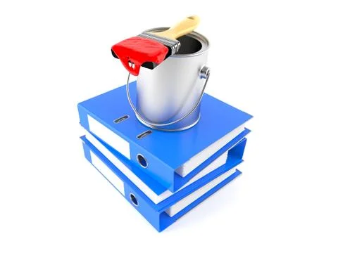 Paint can with ring binders Illustrazione stock