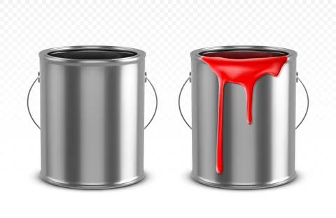 Paint can, tin bucket with red dripping drops Stock Illustration