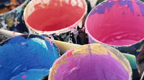 Paint cans handheld Stock Footage 67406301