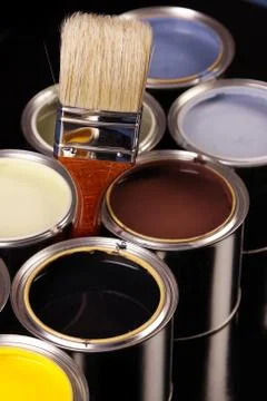 Paint cans Stock Photos