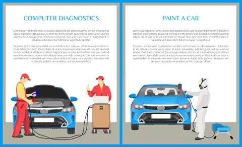 Paint Car and Diagnostics Vector Illustration Stock Illustration