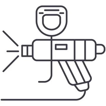 Paint car service vector line icon, sign, illustration on white background, e Illustrazione stock