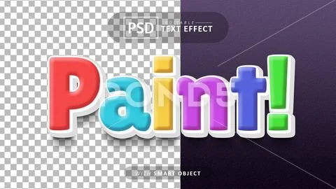Paint cartoon text effect editable PSD Template