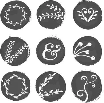 Paint Circles and Decorative Elements Stock Illustration
