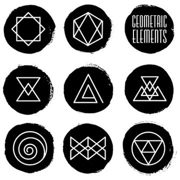 Paint Circles and Geometric Elements Illustrazione stock