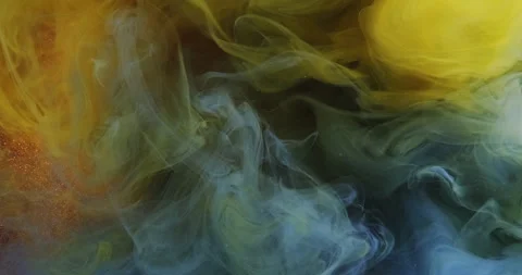 Paint cloud color smoke yellow blue vapor splash Stock-Footage 303563166