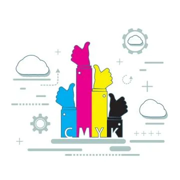 Paint CMYK for inkjet printer. 스톡 일러스트
