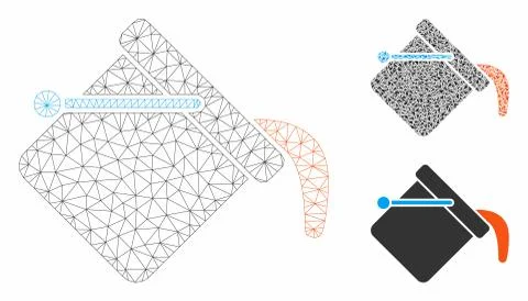 Paint Color Bucket Vector Mesh Network Model and Triangle Mosaic Icon Stock Illustration