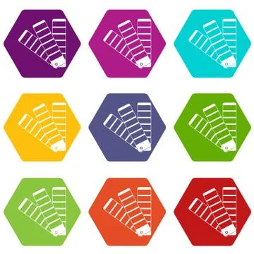 Paint color selection booklet icon set color hexahedron Illustrazione stock