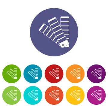 Paint color selection booklet set icons Illustrazione stock