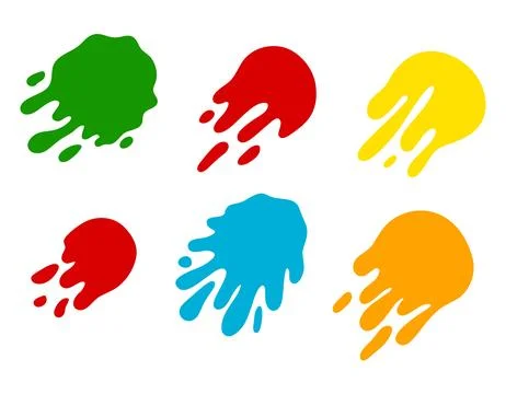 Paint color spots. Splashes set for use in design. Colorful grunge shapes c.. Stock Illustration