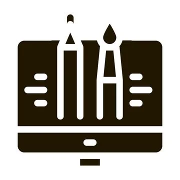 Paint on computer icon Vector Glyph Illustration Ilustración de archivo