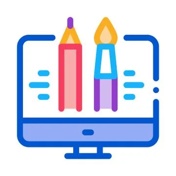 Paint on computer icon vector outline illustration イラスト素材