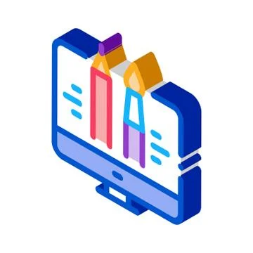 Paint on computer isometric icon vector illustration Ilustración de archivo
