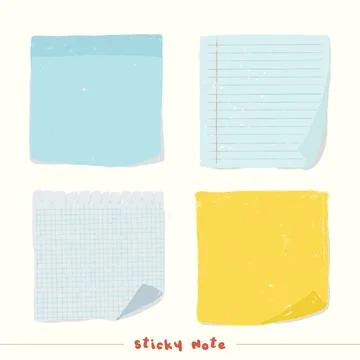 Paint Cute Sticky Notes Simple Hand Drawn Momo Pad Set Stock-Illustration