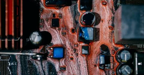 Paint drip electronic abstraction microchip water Stock Photos