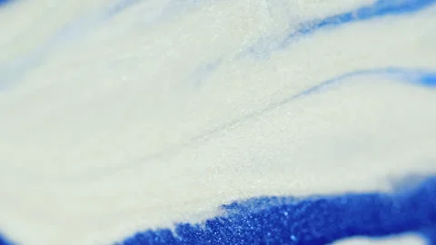 Paint drip glitter fluid spill blue white ink wave Stock Footage 278439004
