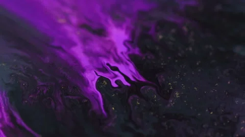 Paint drip ink water flow neon purple black wave Stock Footage 256193215