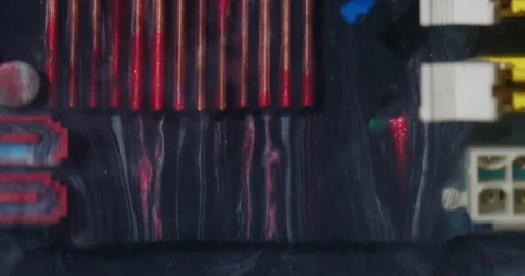 Paint drip technology background glitter water art Stock Footage 347020375