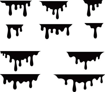 Paint dripping flat set. Dripping liquid. Paint flows. Current paint, stain.. Stock Illustration