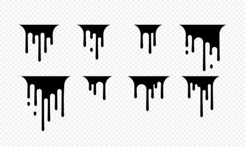 Paint dripping icon. Current drops. Black paint flows. Vector on isolated whi Stock Illustration