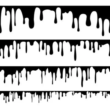 Paint Dripping Liquid Vector. Horizontal Seamless. Abstract Ink, Paint Flows Stock Illustration