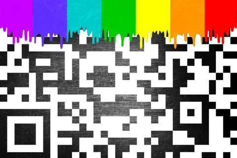 Paint is dripping over a QR-code Foto stock