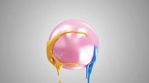 Paint Dripping from a Pink Sphere on gradient and Green Screen Video stock 127563151