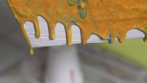 Paint drips Falling from Canvas Stock-Footage 139265464
