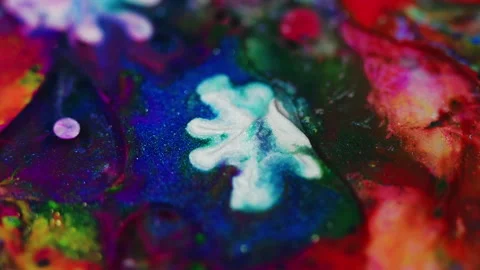 Paint drop glitter ink mix colorful fluid splash Video stock 267642109