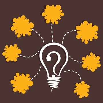 Paint drop shape message bubble and bulb question mark stock vector Stock Illustration