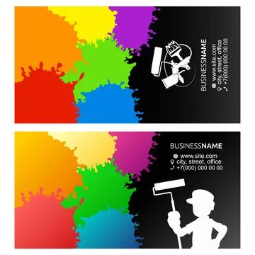 Paint drops unique business card concept Stock Illustration