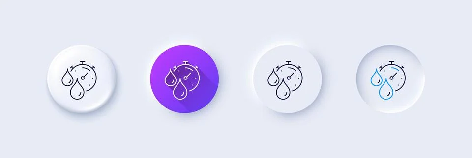 Paint drying time line icon. Timer with dye drops sign. Line icons. Vector Stock Illustration