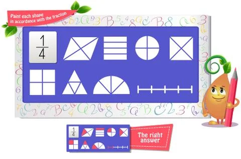 Paint each shape  fraction Stock Illustration
