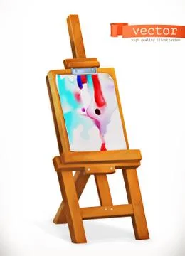 Paint easel. 3d vector icon Stock Illustration